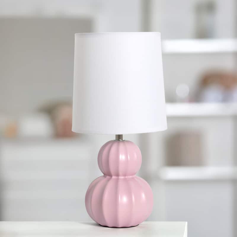 Double Gourd Ceramic Table Lamp with Fabric Shade - 6 x 6 x 13 in. (L x W x H)
