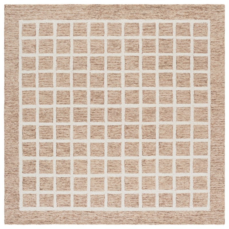 SAFAVIEH Handmade Genre Aleksej Modern Wool Rug - 6' Square - Beige/Ivory