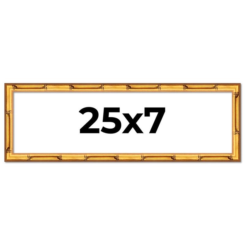 25x7 Frame Gold Bamboo Picture Frame Modern Photo Frame Includes UV Acrylic Shatter Guard Front Acid Free Foam Backing Board