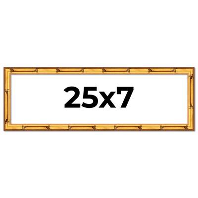 25x7 Frame Gold Bamboo Picture Frame Modern Photo Frame Includes UV Acrylic Shatter Guard Front Acid Free Foam Backing Board