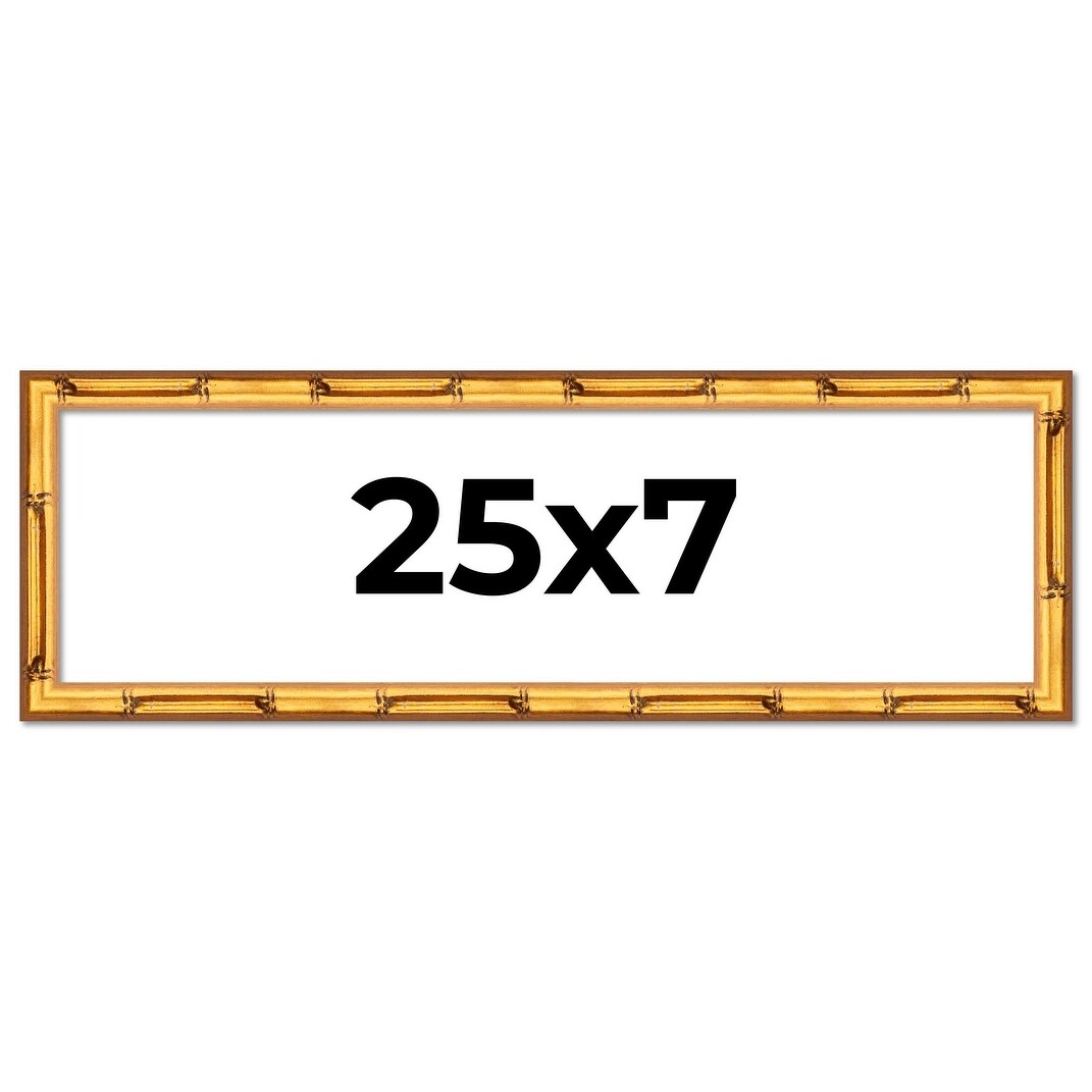 25x7 Frame Gold Bamboo Solid Wood Picture Frame | 1 Inch Moulding