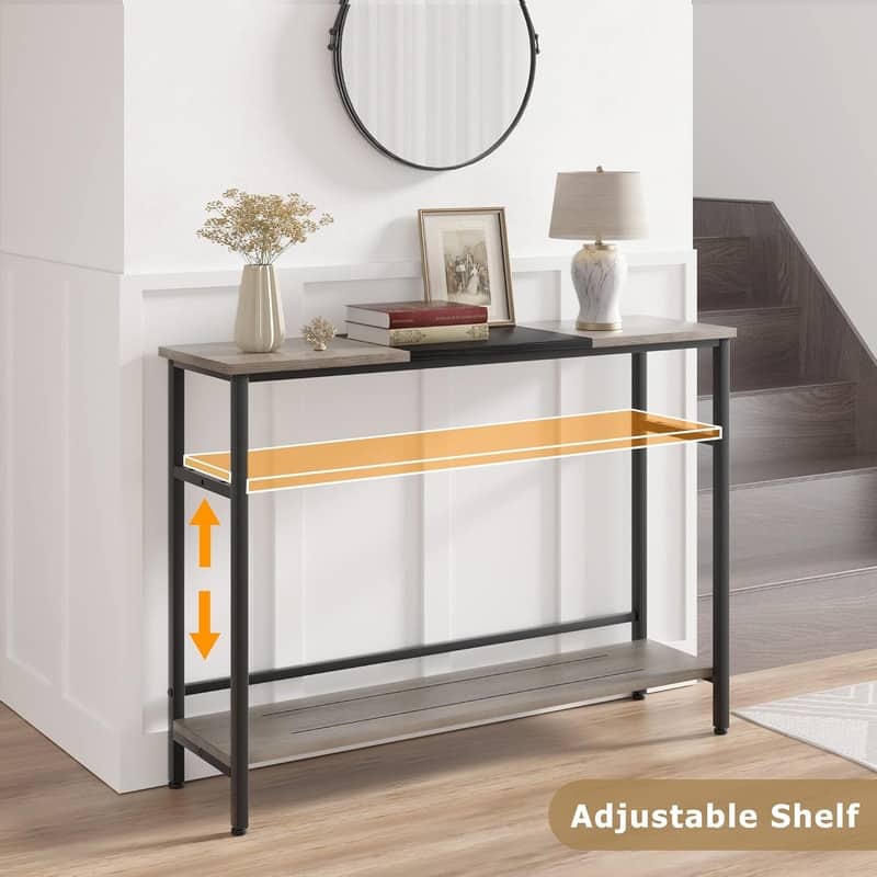 Narrow and Thin Sofa Table with Adjustable Shelves
