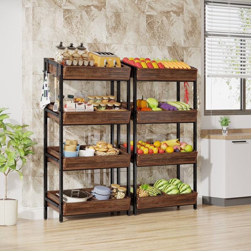 4-Tier Fruit Vegetable Storage Retail Displays Rack Stand for Kitchen Supermarket