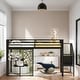 preview thumbnail 2 of 14, Twin Size Metal Low Loft Bed Frame with Storage Staircase and Iron mesh, Black