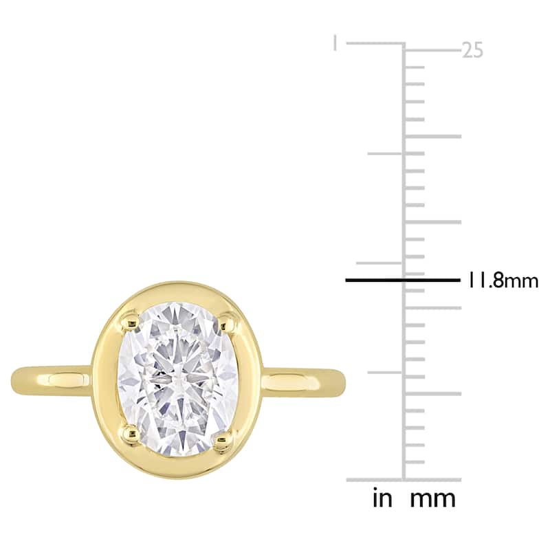 Miadora 2ct DEW Oval Shape Created Moissanite Engagement Ring in 10k Yellow Gold