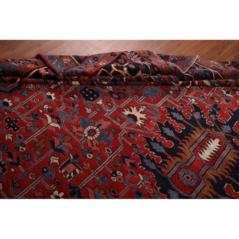 Vegetable Dye Heriz Serapi Persian Large Antique Wool Carpet - 11'1"x 19'5"