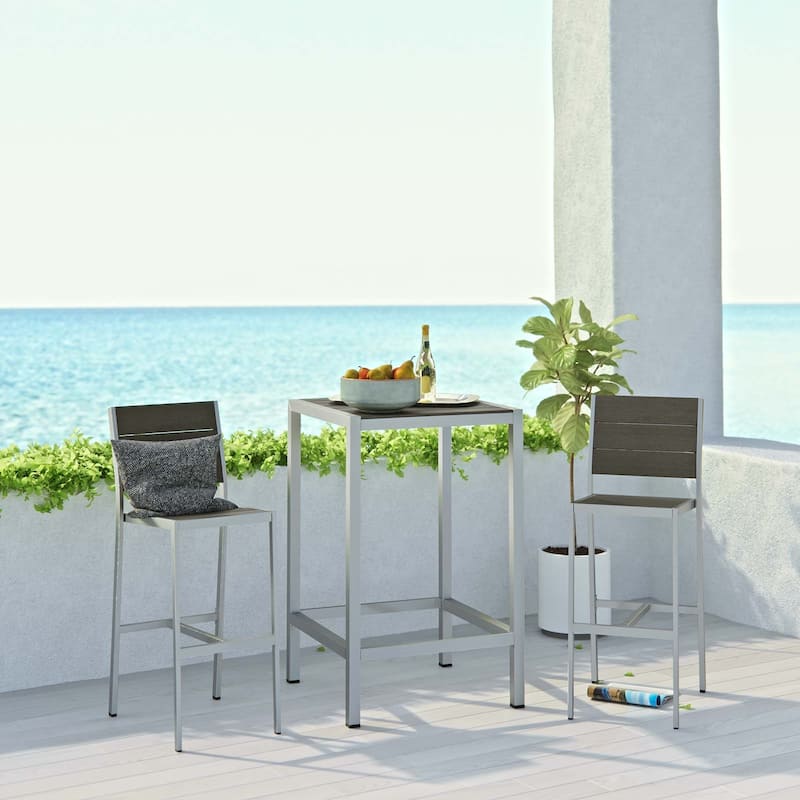 Shore 3 Piece Outdoor Patio Aluminum Outdoor Pub Set