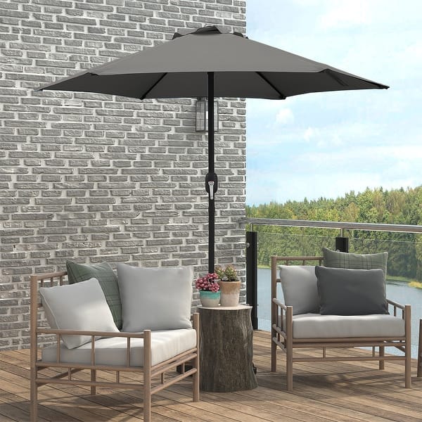 7.5 foot grey patio umbrella with base PURPLE LEAF 15x9ft Double-Sided Rectangular Outdoor Market Base, Light This heavy 7.5 Foot Hexagon Push-up Patio