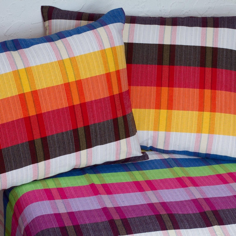 Handmade Beautiful Rainbow bedspread and pillowcases (Mexico)