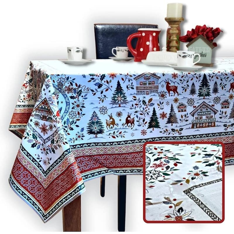 Wipeable French Acrylic Coated Spill Resistant Tablecloth - 60 X 98 in.