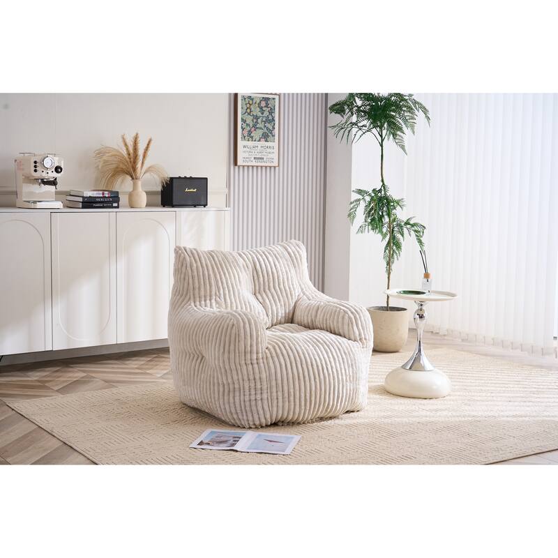 Soft Fluffy Corduroy Fabric Bean Bag Chair Filled With Memory Sponge