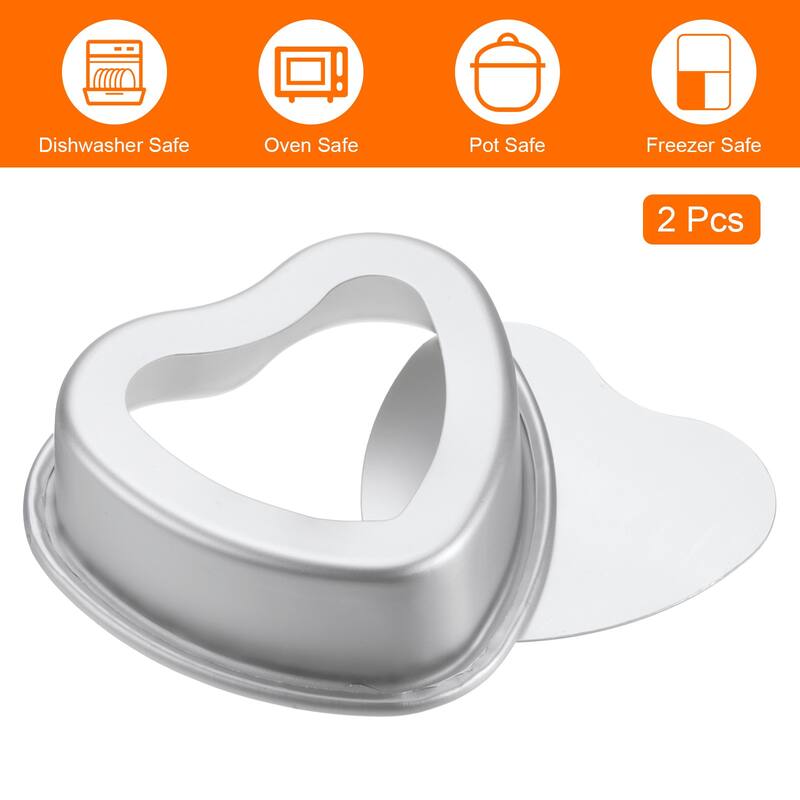 Heart Shaped Cake Pan with Removable Loose Bottom Aluminum Baking Pan - Silver