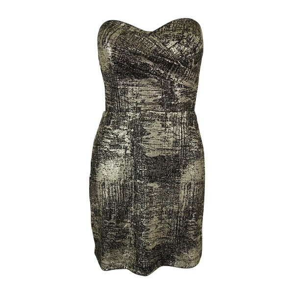 strapless metallic dress