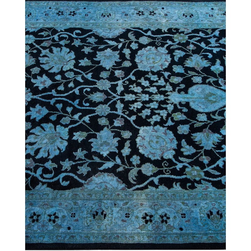 Overton Hand Knotted Wool Vintage Inspired Modern Contemporary Overdyed Blue Area Rug - 3' 1" x 5' 4"