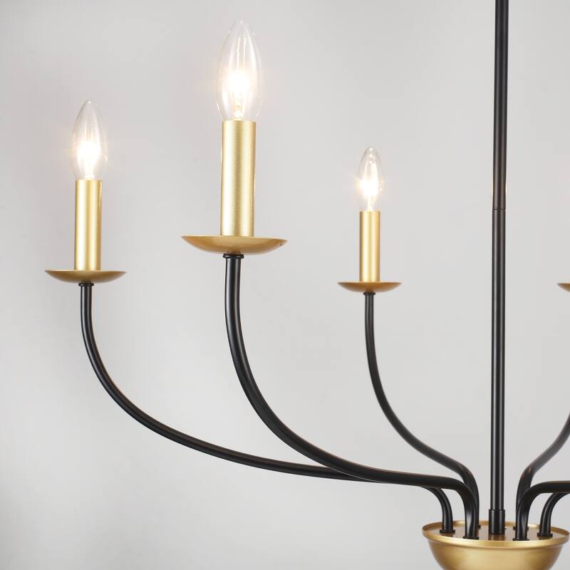 6-Light Farmhouse Candle Chandelier Modern Hanging Lamp for Living Room Kitchen Hallway Entryway - N/A