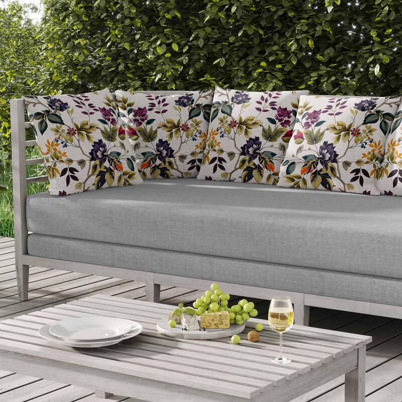 Majestic Gardens Indoor/Outdoor Reversible Throw Pillow White and Blue