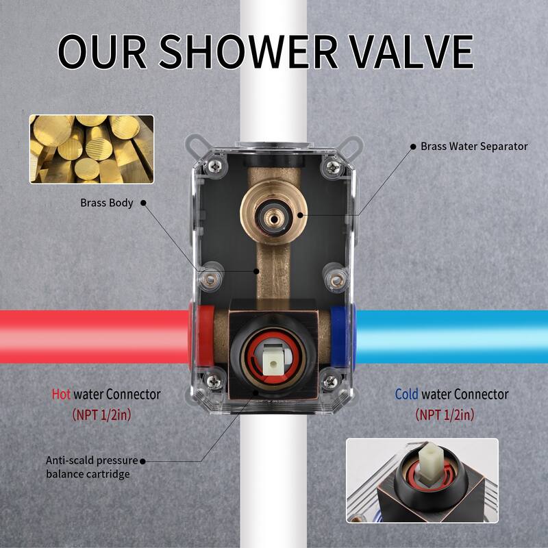 Shower System Shower Faucet Combo Set Wall Mounted with 10" Rainfall Shower Head and handheld shower faucet