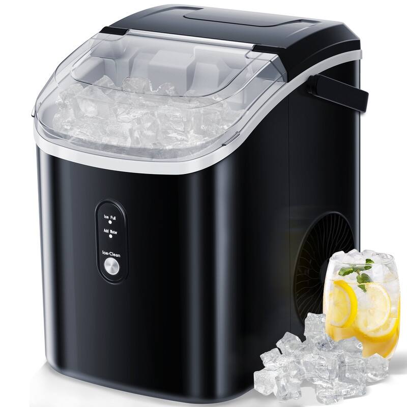 Portable Ice Makers Countertop with Soft Chewable Pellet Ice, with Handle, Self-Cleaning, for Home/Office, 34Lbs/24Hrs-N