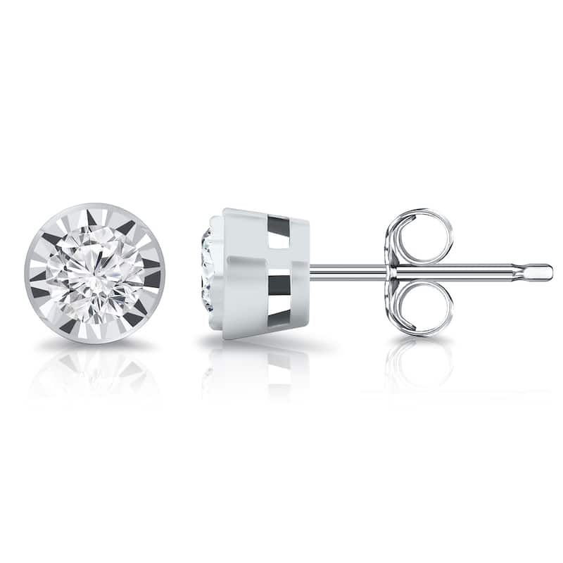 Auriya 14k Gold 5/8ctw Round Diamond Stud Earrings Bezel-set (G-H, VS1-VS2) - White