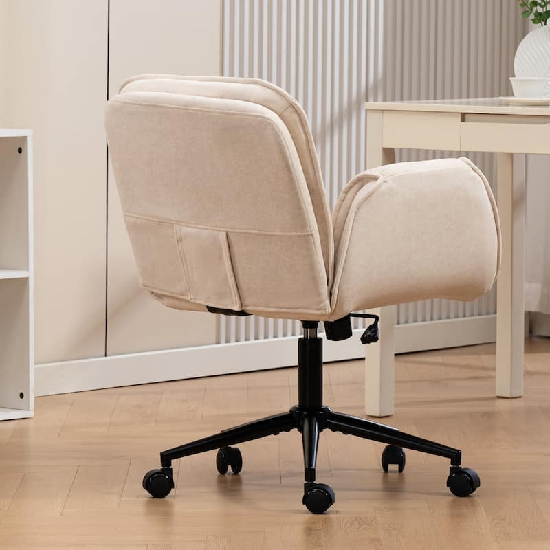 Criss Cross Chair with 5-Gear Adjustable Armrests & Wheels, Ergonomic Thickened Backrest Swivel Desk Chair for Home Office