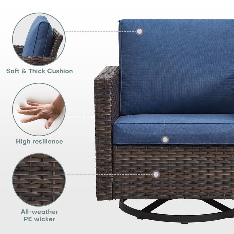 Gymojoy 7-9 Person All-Weather Wicker Outdoor Conversation Set Seating Group With Swivel Chairs And Coffee Table