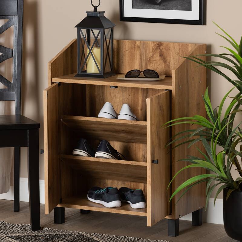 Rossin Modern 2-Door Entryway Shoe Storage Cabinet with Top Shelf