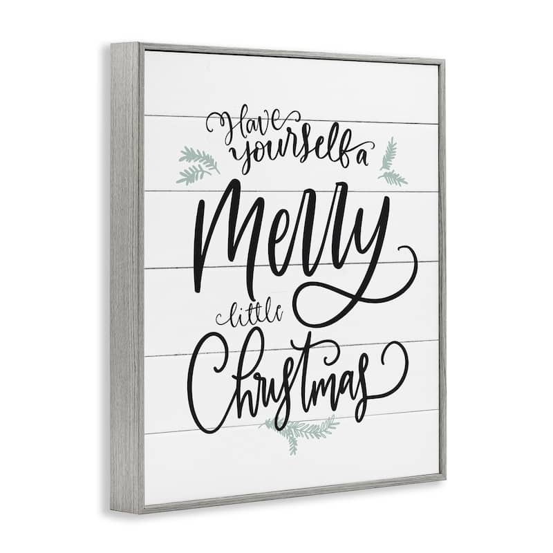 Stupell A Merry Little Christmas Black White and Blue Framed Art, Proudly Made in USA