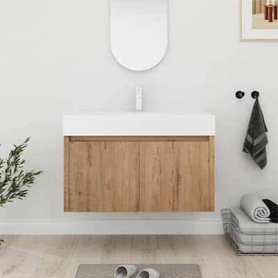 Bathroom Vanity With Sink In 24/30/36 Inch, Floating Bathroom Vanity with Soft Close Door