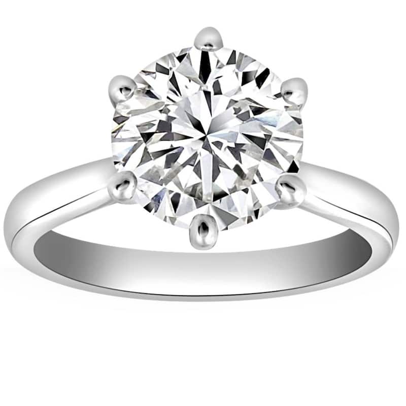 Bliss Diamond VS 2 1/2CT Lab Grown Diamond 6-Prong Solitaire Engagement Ring White Gold - 8.5