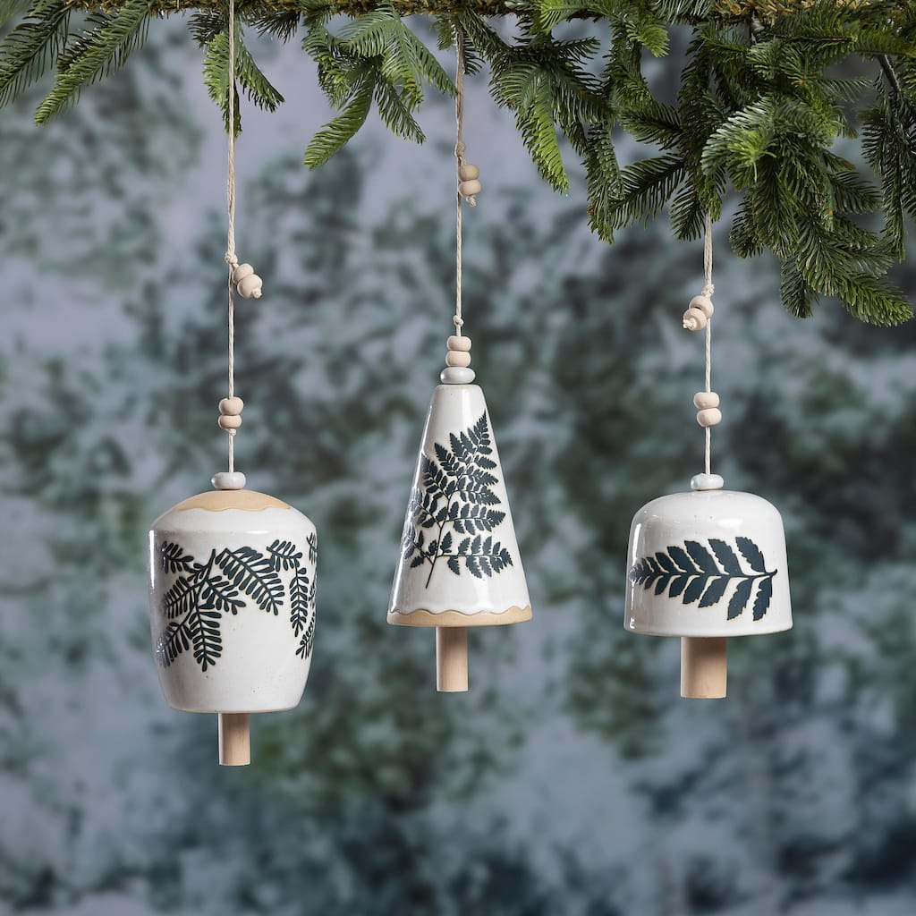 Ceramic Leaves Garden Bell, Set of 3