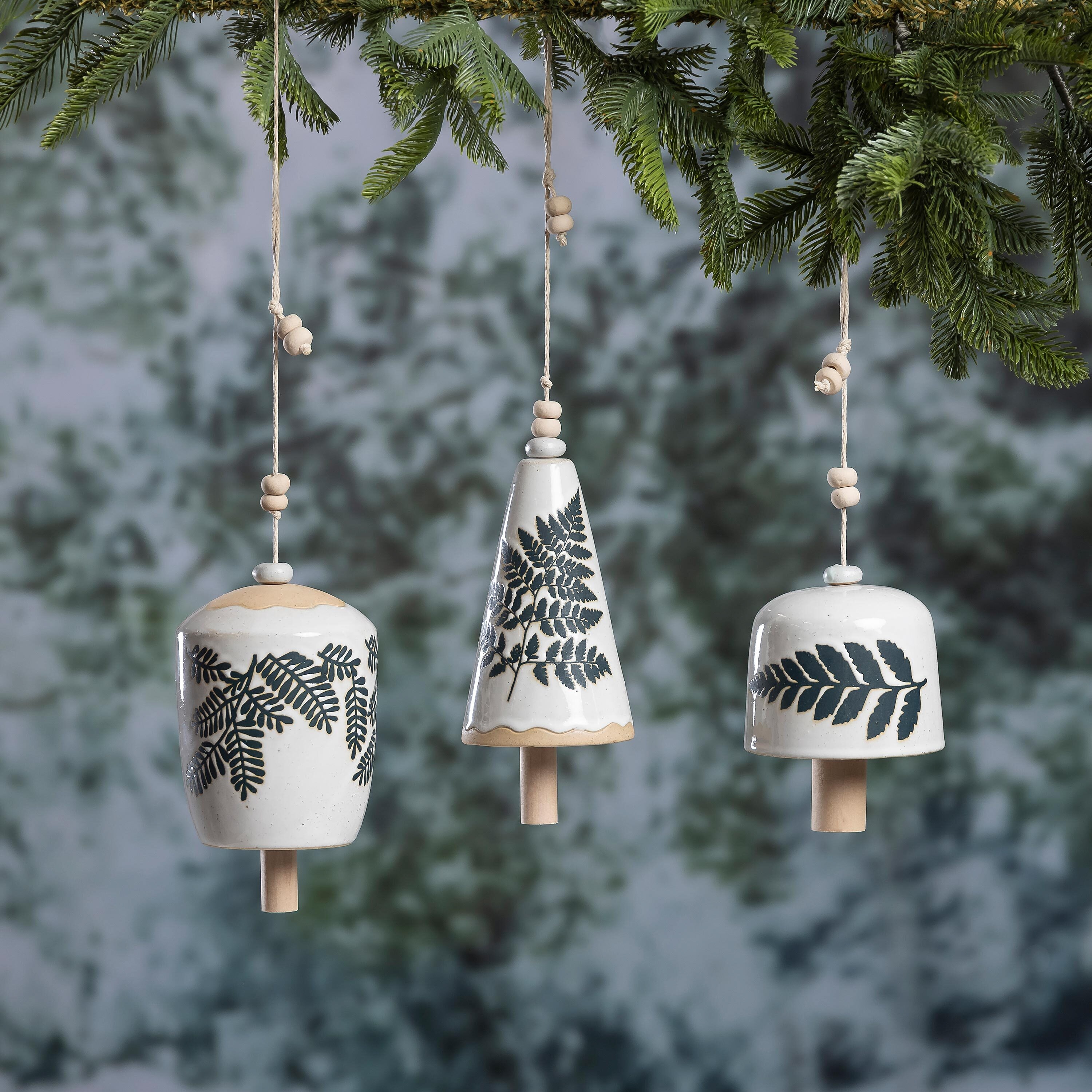 Ceramic Leaves Garden Bell, Set of 3