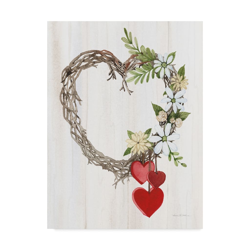 Kathleen Parr Mckenna 'Rustic Valentine Heart Wreath Ii' Canvas Art
