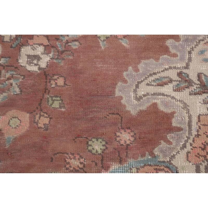 Vintage Tabriz Persian Vintage Area Rug Handmade Brown Wool Carpet - 6'8"x 10'0"