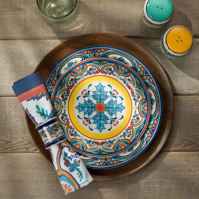 Euro Ceramica Zanzibar 4 Piece Stoneware Napkin Rings Set