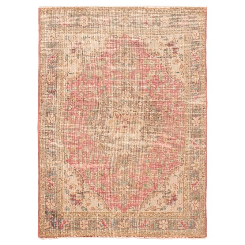 ECARPETGALLERY Hand-knotted Antalya Vintage Red Wool Rug - 3'5 x 4'8 - Red - 3'5 x 4'8