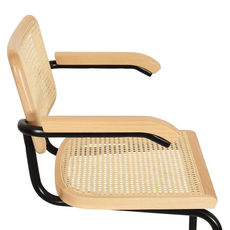 Breuer Chair Company Marcel Breuer Cesca Cane Cantilever Armchair Arm Chair w/ Black Steel Frame (Various Wood & Cane Colors)
