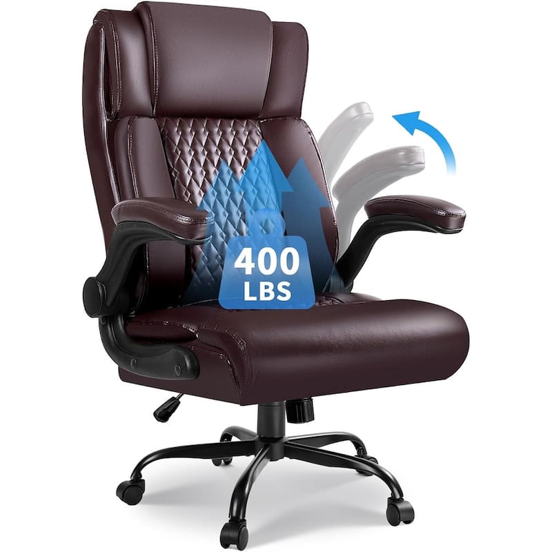 BOSSIN Executive Office Chair,Big and Tall Office Chair with Ergonomic,High Back,and Lumbar Support - New Brown