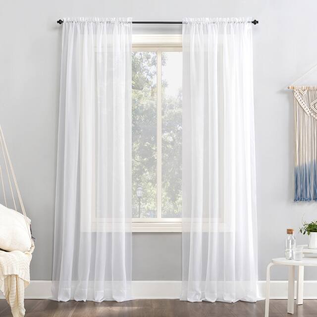 No. 918 Emily Voile Sheer Rod Pocket Curtain Panel, Single Panel - 59x120 - White