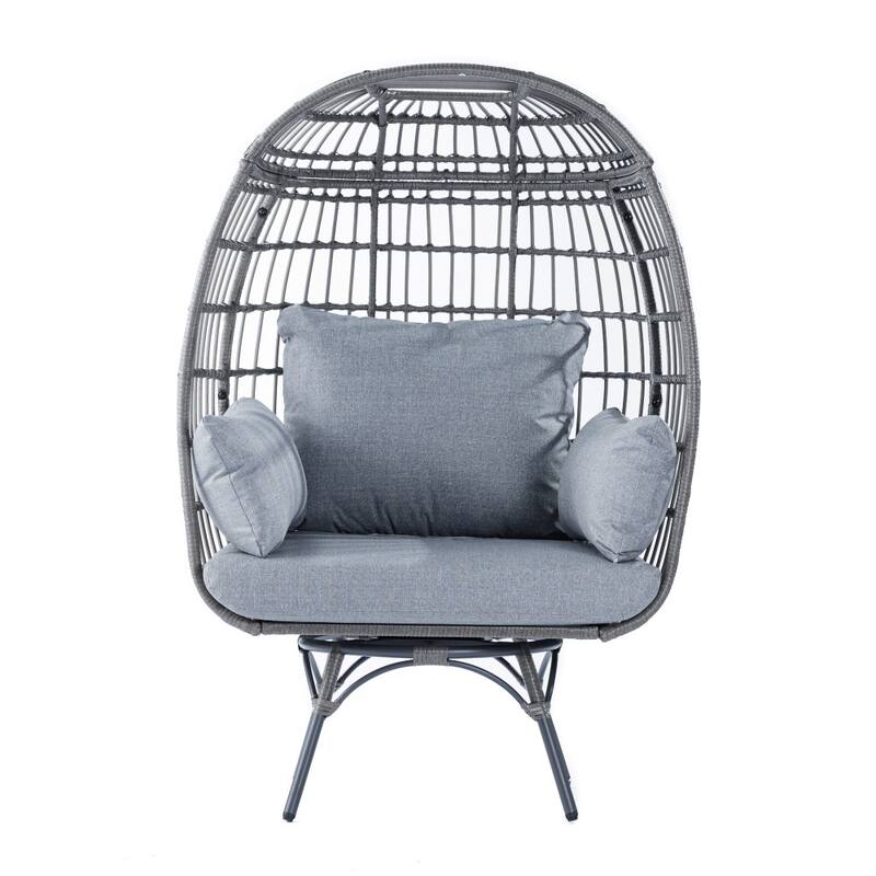 Commercial Indoor/Outdoor Wicker Swivel Lounge Chair with 4 Cushions