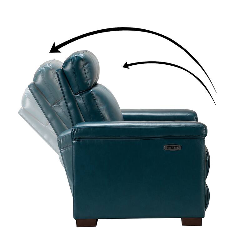 Alicia 34.65" Wide Contemporary Classic Genuine Leather Power Recliner With USB Port, Set of 2