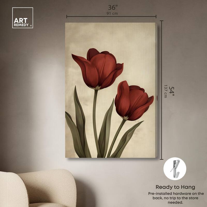 Deep Red Tulips Canvas by Art Remedy, Gallery Wrapped