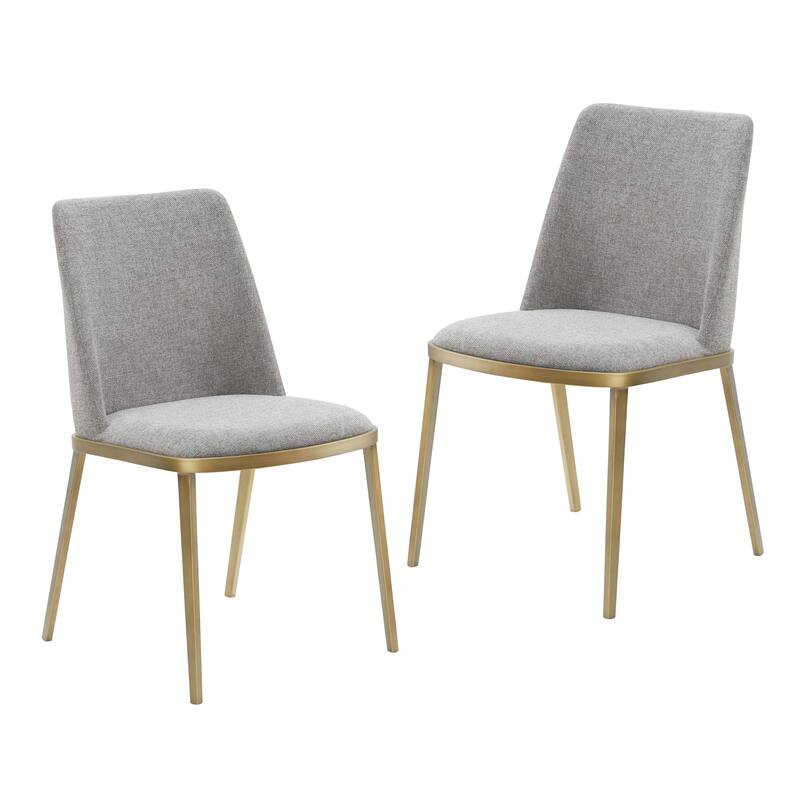 Modrest Brent Contemporary Light Grey Fabric & Brass Dining Chair (Set of 2) - Set of 2