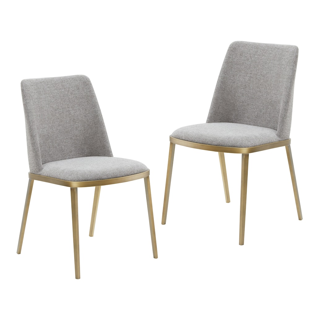 Modrest Brent Contemporary Light Grey Fabric & Brass Dining Chair (Set of 2)