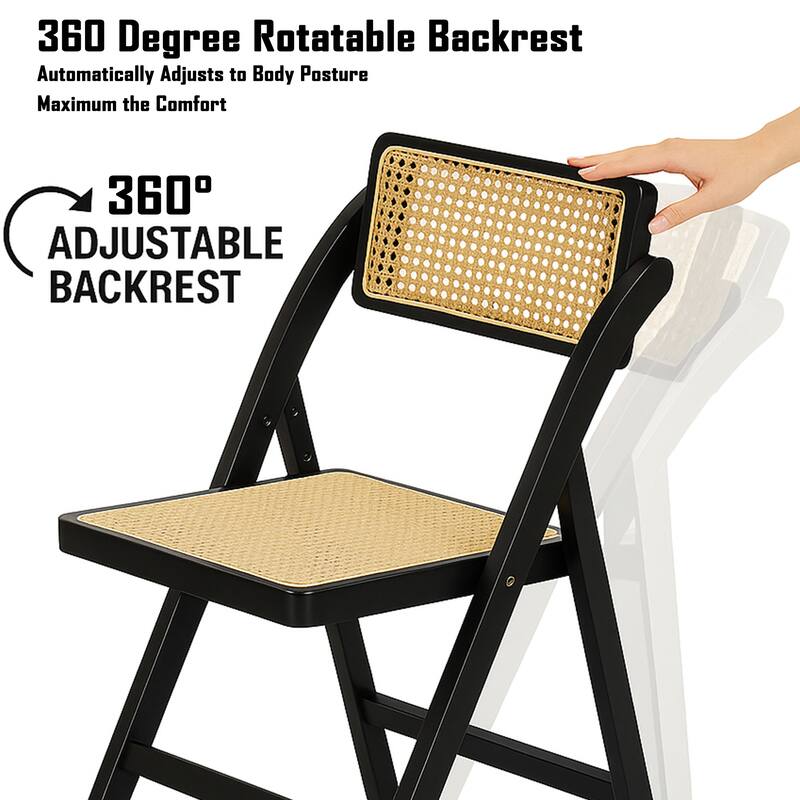 Sand Tristan Bamboo Folding Chairs Set of 2 Portable Indoor Outdoor