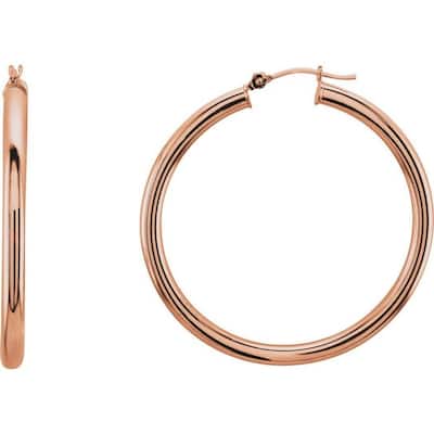 Curata 14k Rose Gold 40mm Polished Tube Hoop Earring