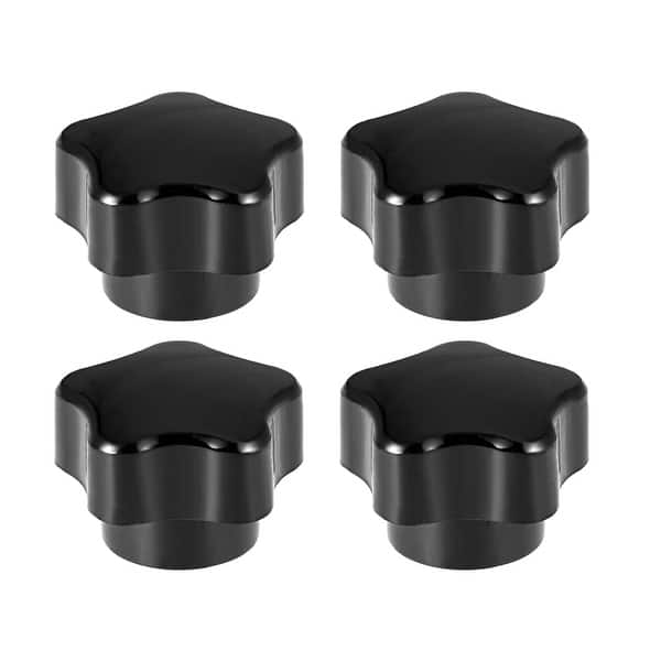 Star Knob Grip Handle M5 Diameter Insert Female Thread Set of 4 Black