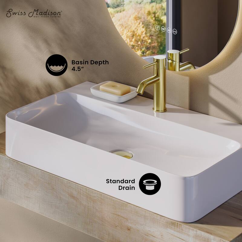 Swiss Madison Voltaire Wide Rectangle Vessel Sink