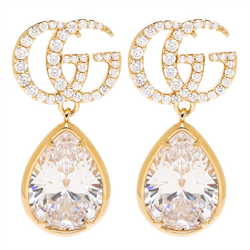 Gucci GG Marmont Crystal Drop Earrings - Yellow