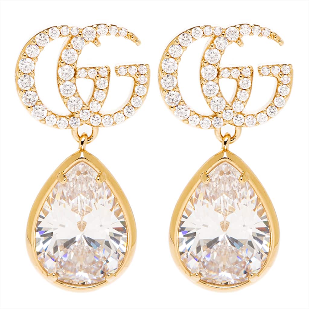 Gucci GG Marmont Crystal Drop Earrings