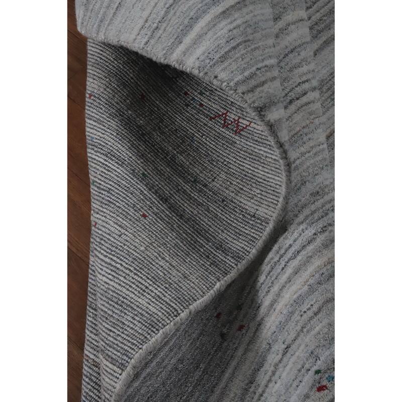 Hand Knotted Oriental Silk Carpet Tribal Animal Pictorial Greys & Charcoal Gabbeh Area Rug - 10' 1'' X 8' 2''